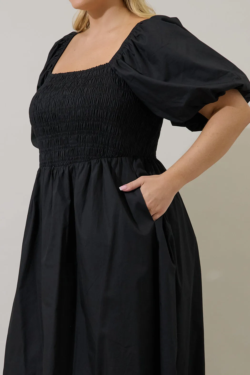 Sonia Bubble Sleeve Smocked Midi Dress Curve sold by Sugarlips product image thumbnail 4