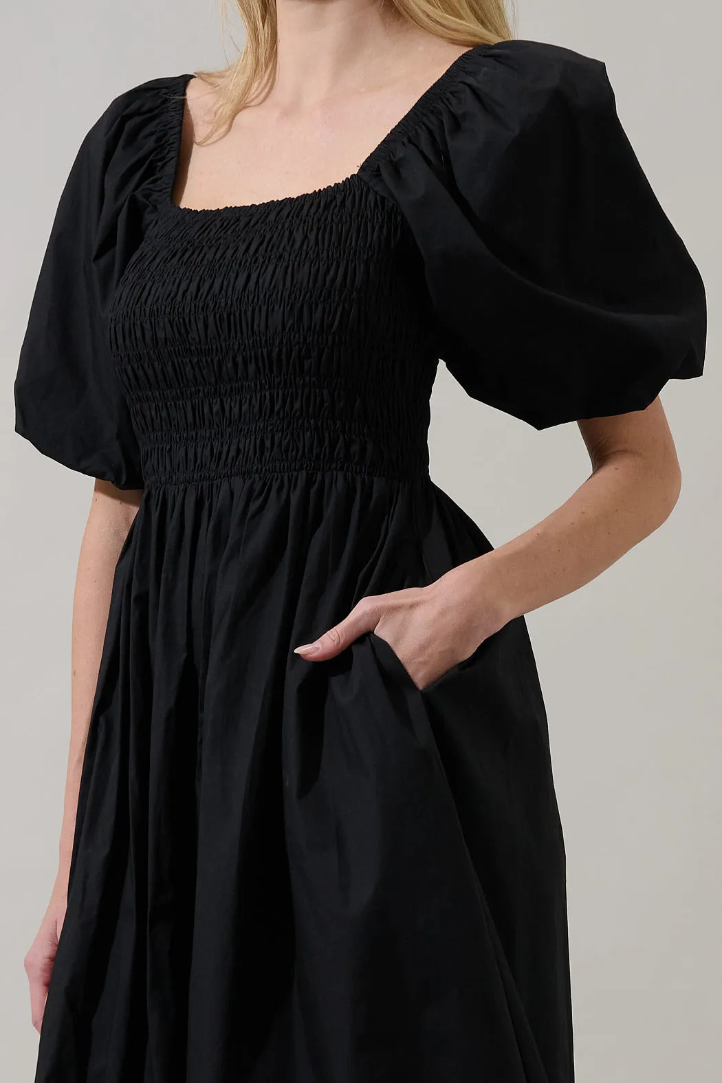 Sonia Bubble Sleeve Smocked Midi Dress sold by Sugarlips product image thumbnail 4