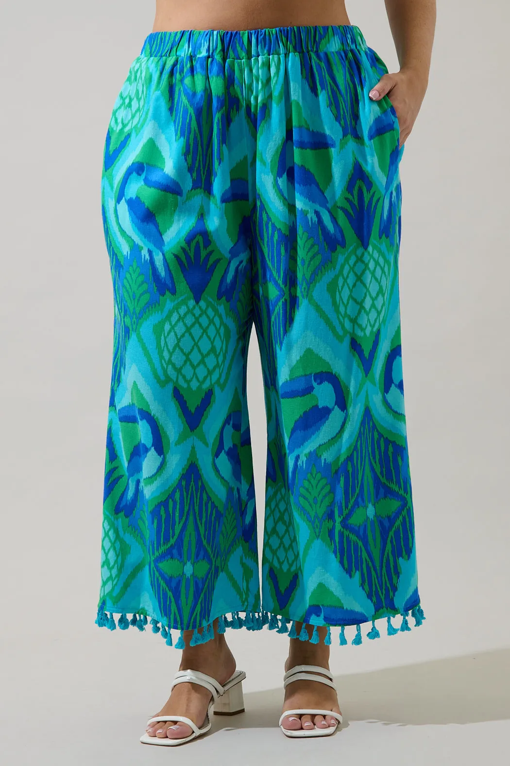 Blissy Tropical Hanie Flare Pants Curve sold by Sugarlips