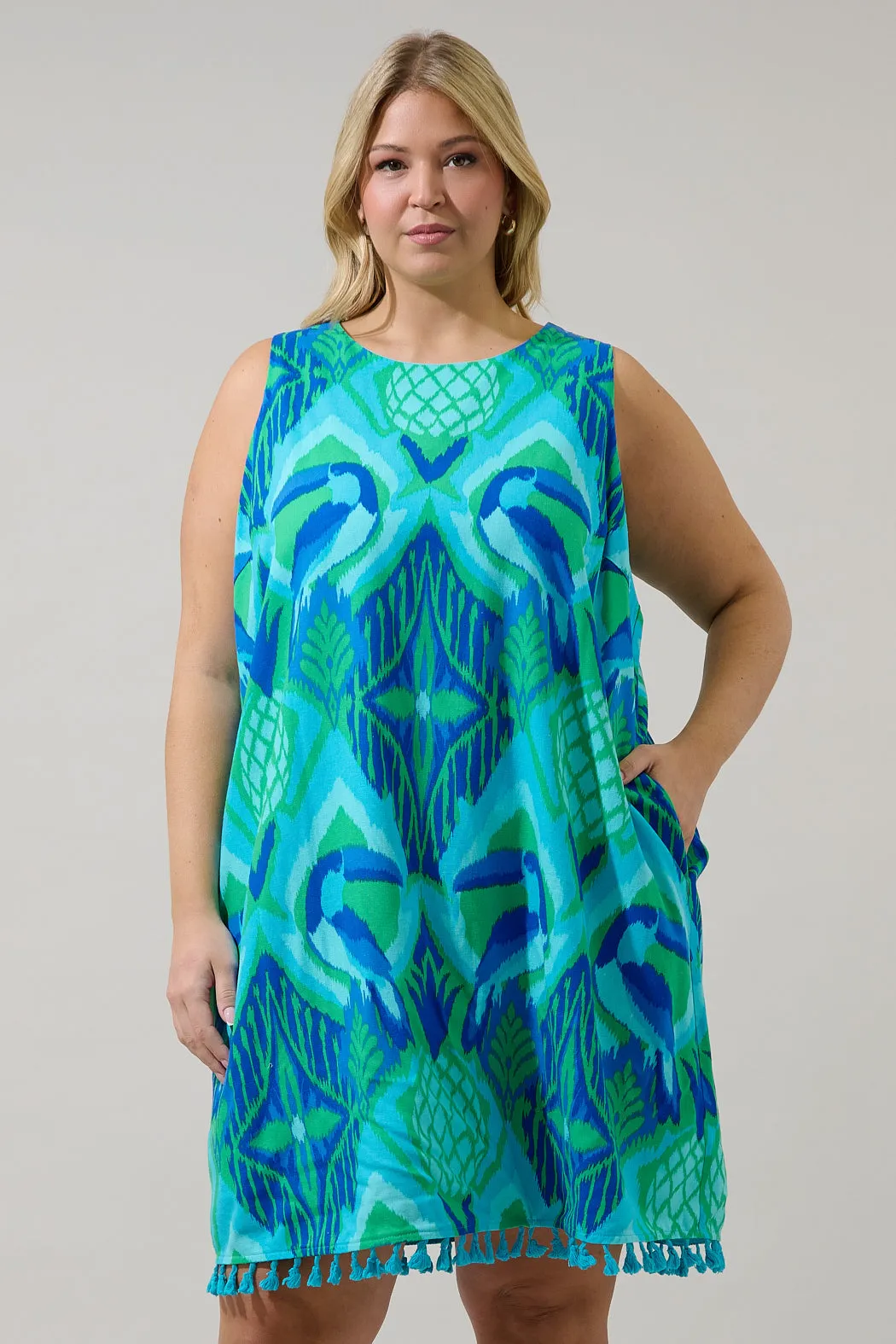 Blissy Tropical Winda Trapeze Mini Dress Curve sold by Sugarlips
