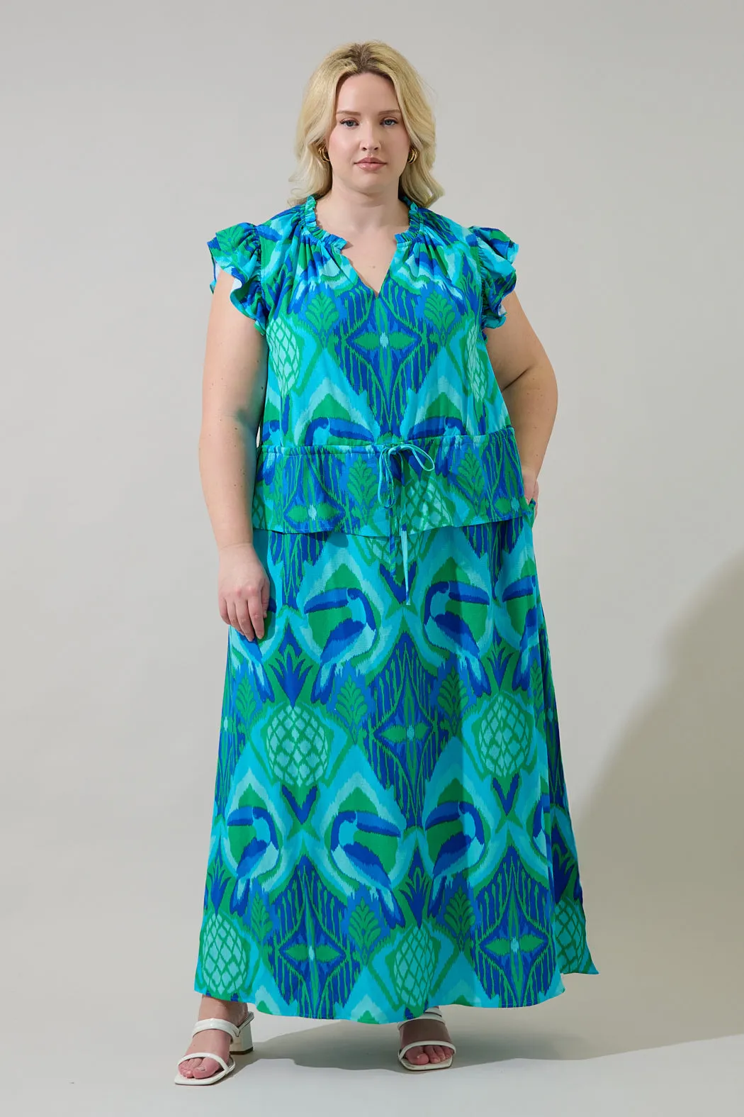 Blissy Tropical Astra Ruffle Maxi Dress Curve sold by Sugarlips product image thumbnail 5