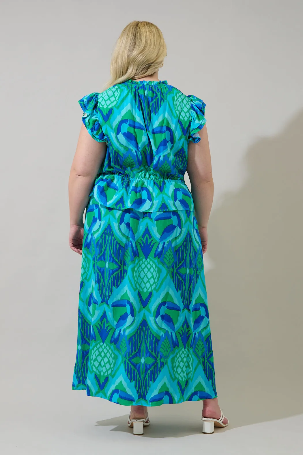 Blissy Tropical Astra Ruffle Maxi Dress Curve sold by Sugarlips product image thumbnail 2
