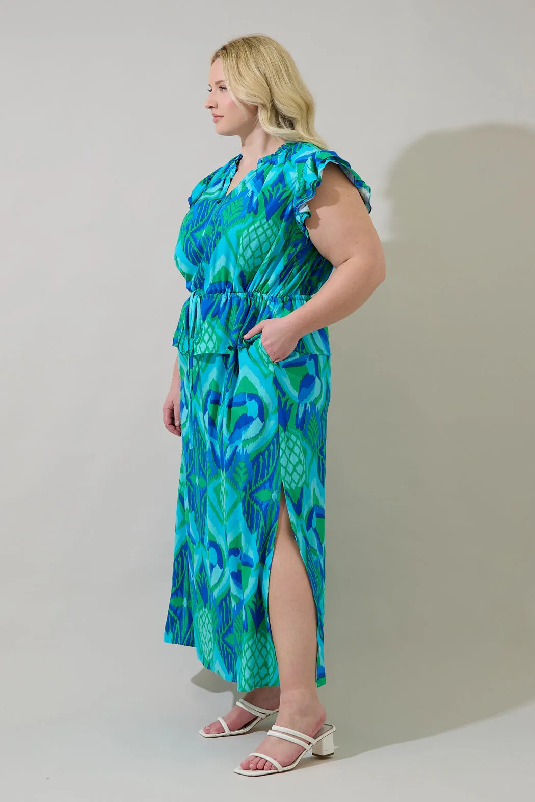 Blissy Tropical Astra Ruffle Maxi Dress Curve sold by Sugarlips product image thumbnail 3