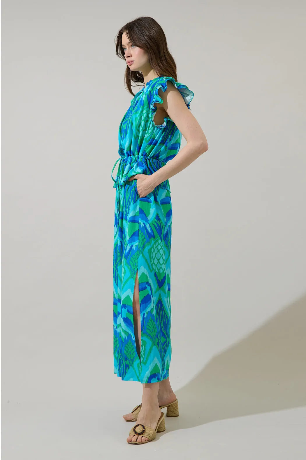Blissy Tropical Astra Ruffle Maxi Dress sold by Sugarlips product image thumbnail 3