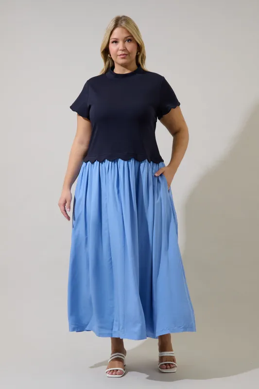 Marby Scallop Contrast Midi Dress Curve sold by Sugarlips