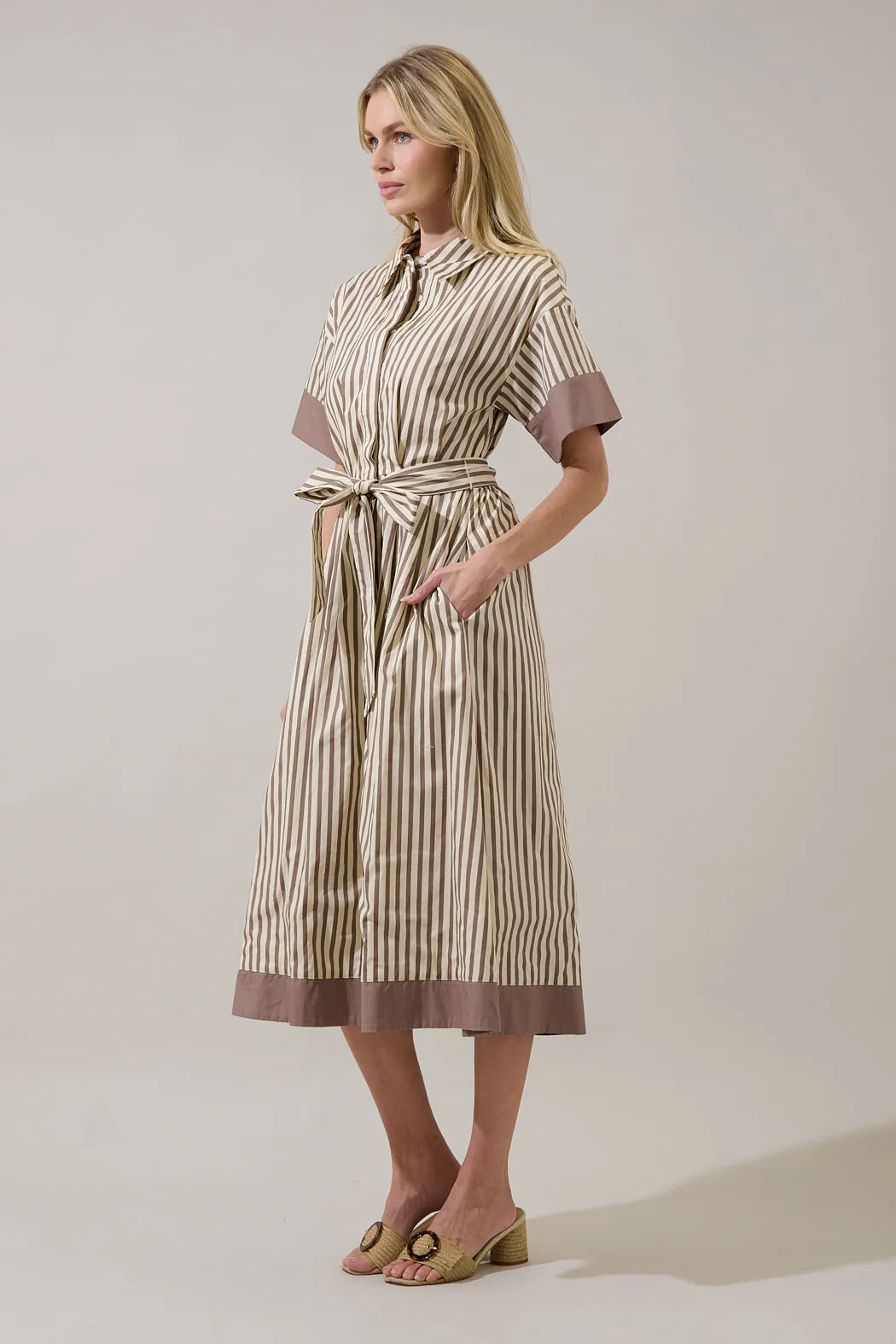 Keina Striped Rubie Button Down Midi Dress sold by Sugarlips product image thumbnail 3