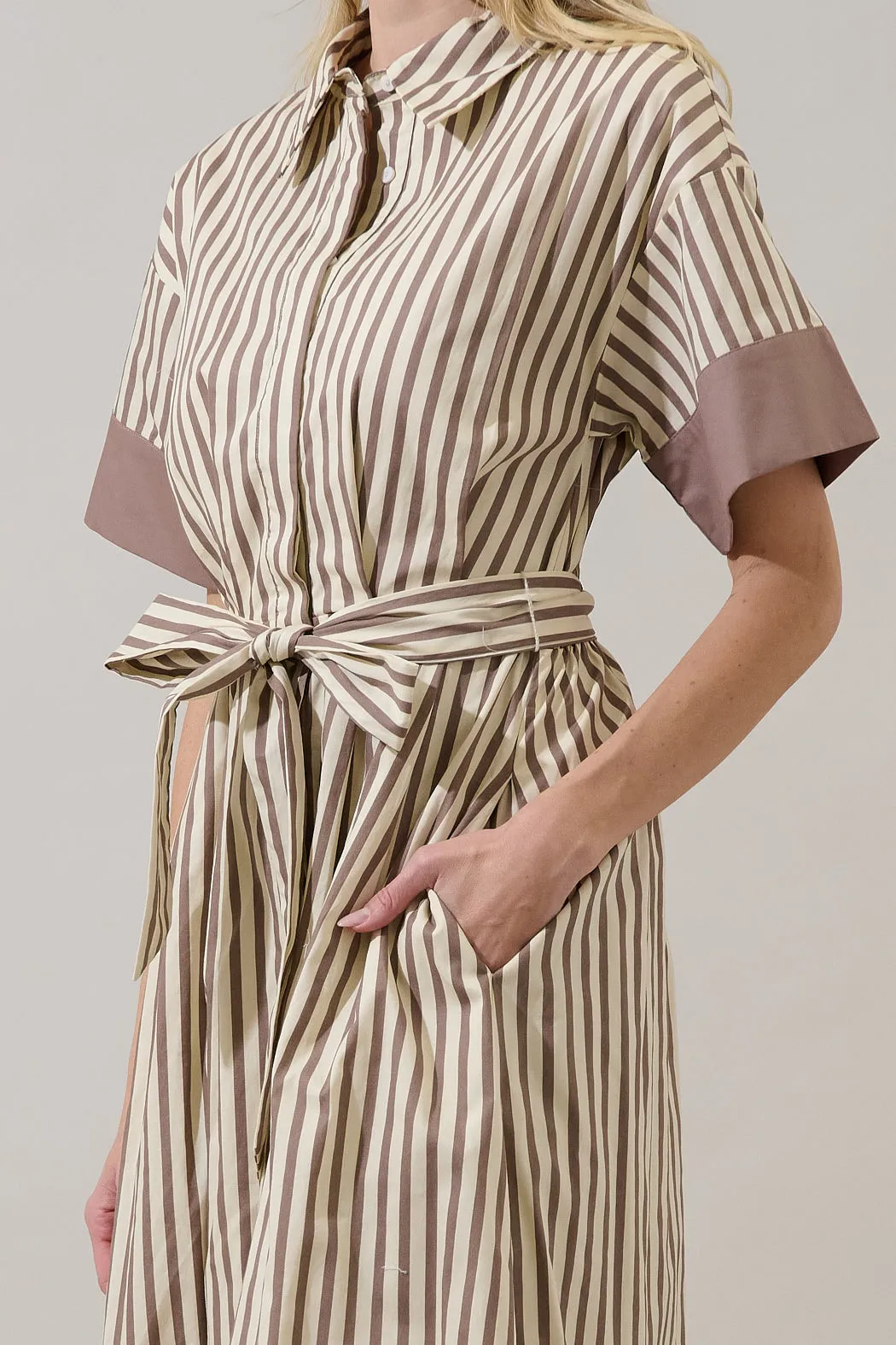 Keina Striped Rubie Button Down Midi Dress sold by Sugarlips product image thumbnail 4