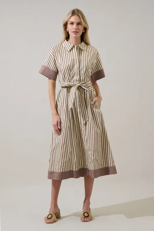 Keina Striped Rubie Button Down Midi Dress sold by Sugarlips