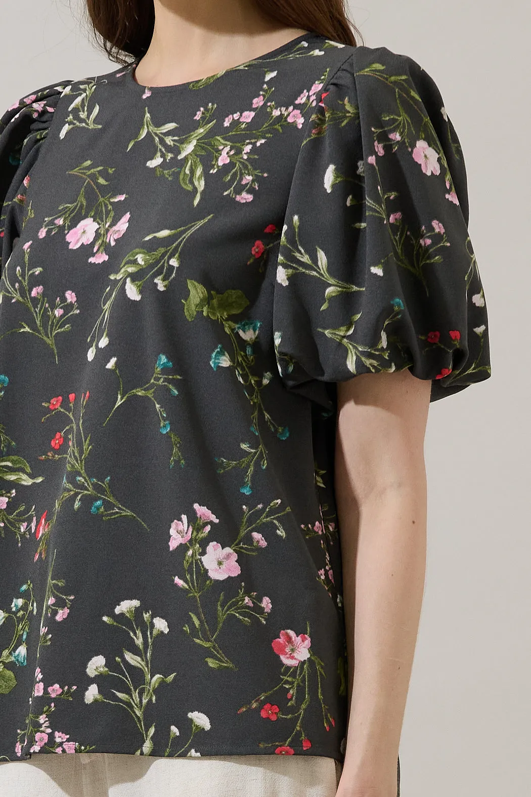 Jilly Floral Melida Bubble Sleeve Blouse sold by Sugarlips product image thumbnail 5