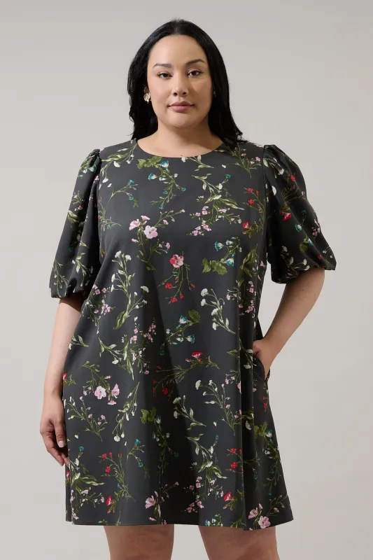 Jilly Floral Morrigan Shift Mini Dress Curve made by Sugarlips