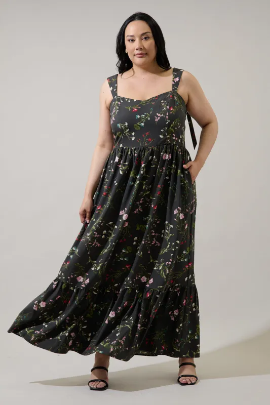 Jilly Floral Silda Smocked Maxi Dress Curve made by Sugarlips
