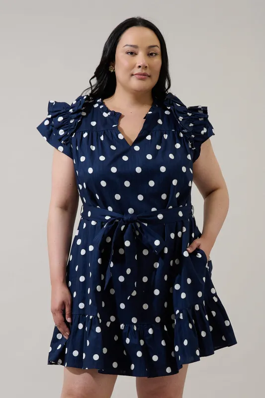 Caryn Polka Dot Ivona Ruffle Mini Dress Curve made by Sugarlips