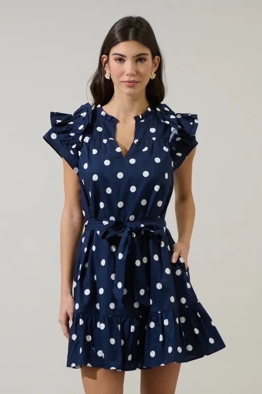 Caryn Polka Dot Ivona Ruffle Mini Dress made by Sugarlips