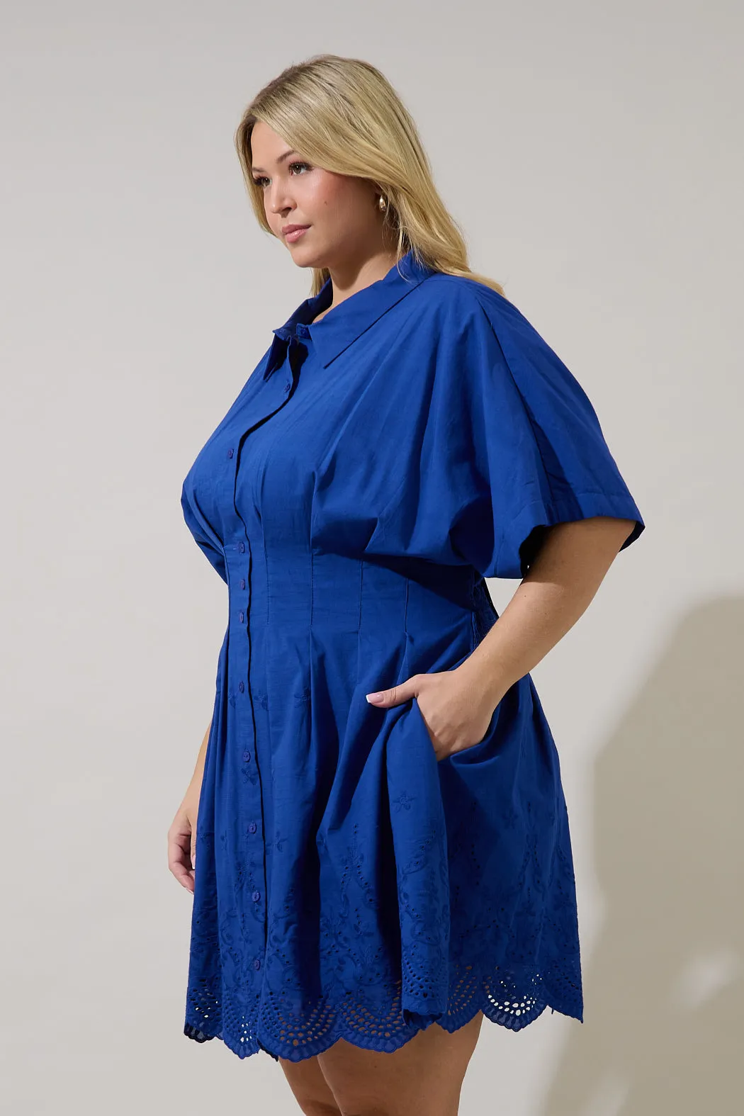 Sammie Collared Eyelet Mini Dress Curve sold by Sugarlips product image thumbnail 3