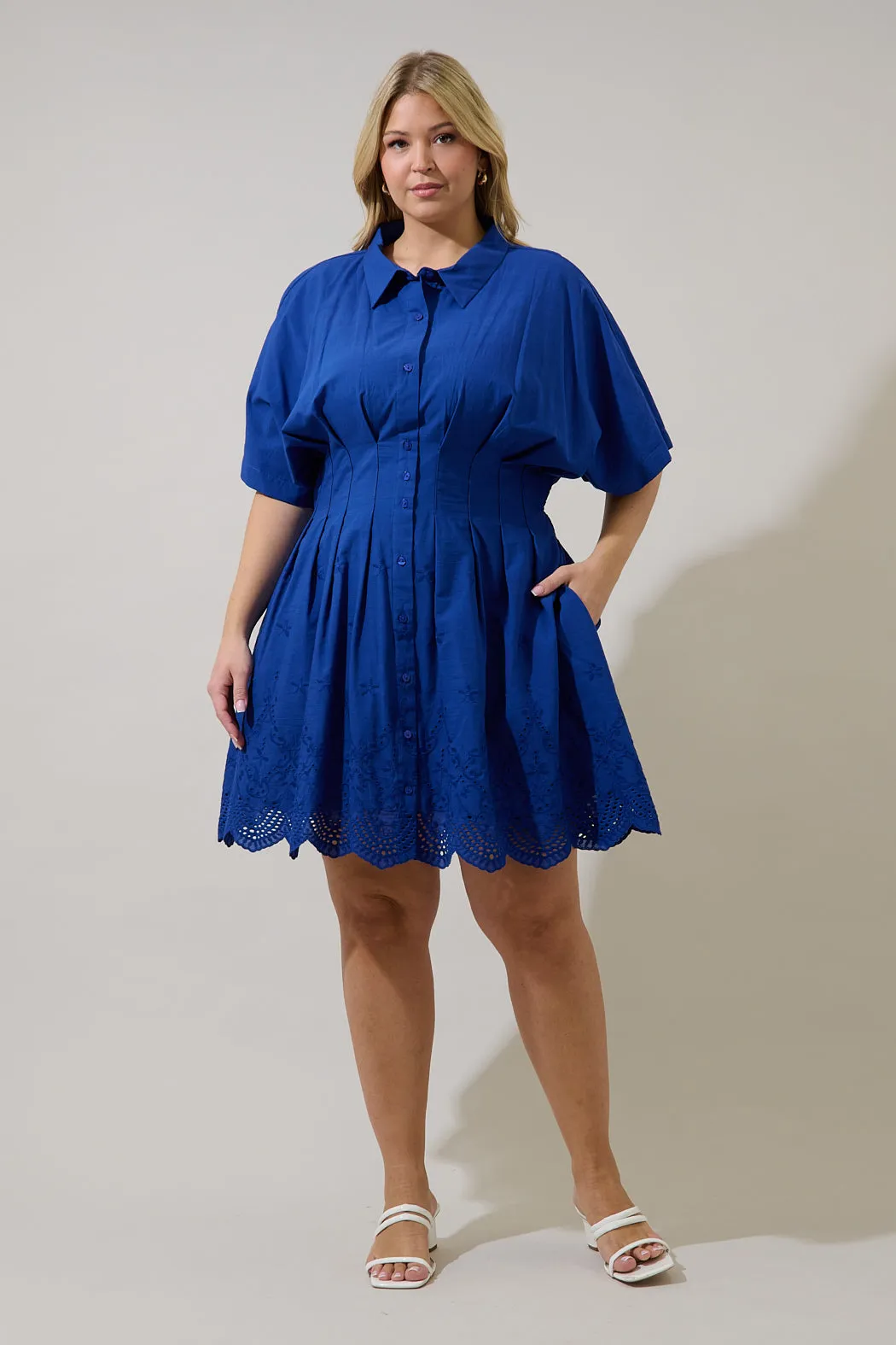 Sammie Collared Eyelet Mini Dress Curve sold by Sugarlips product image thumbnail 4