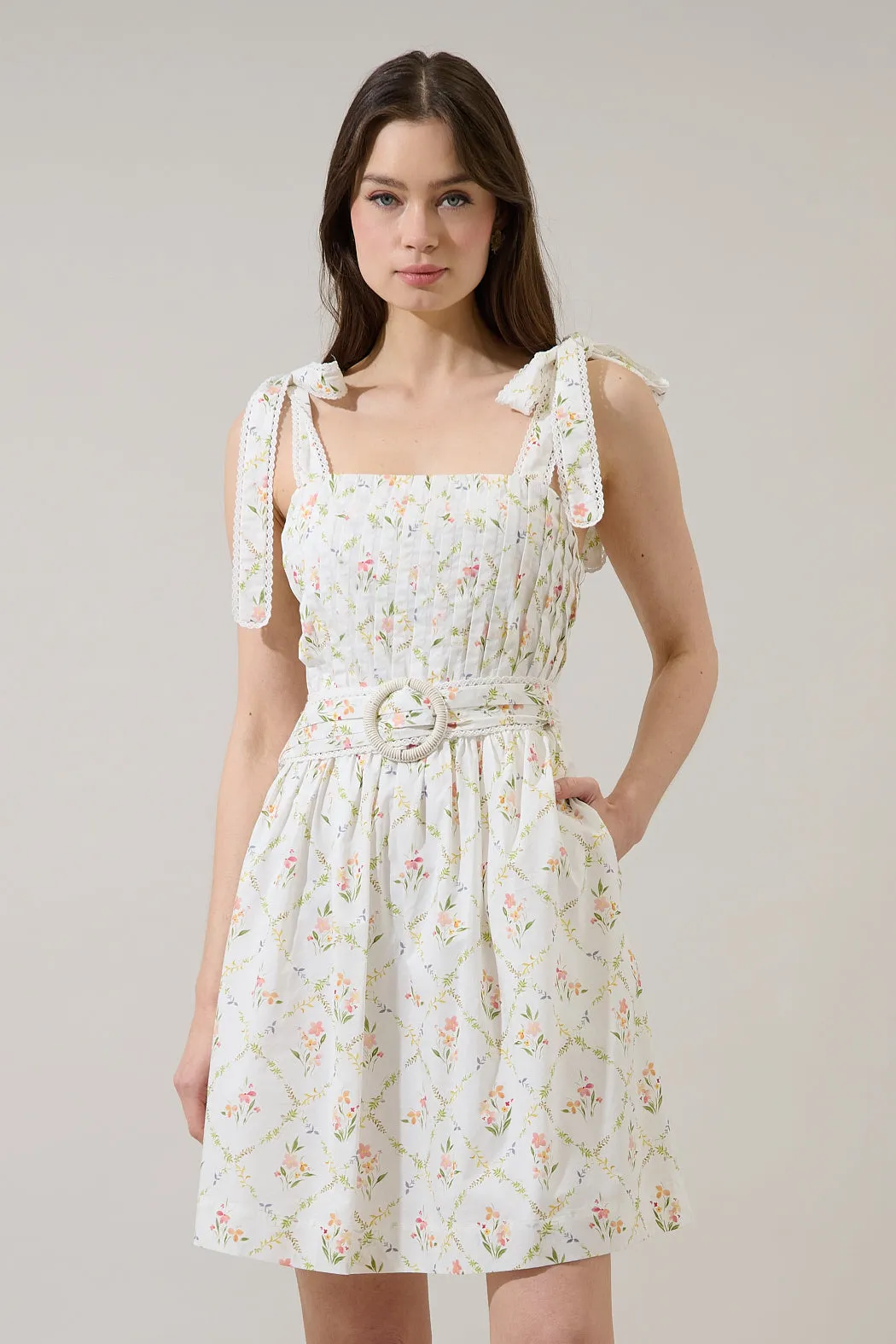 Milany Floral Naly Pleated Mini Dress sold by Sugarlips
