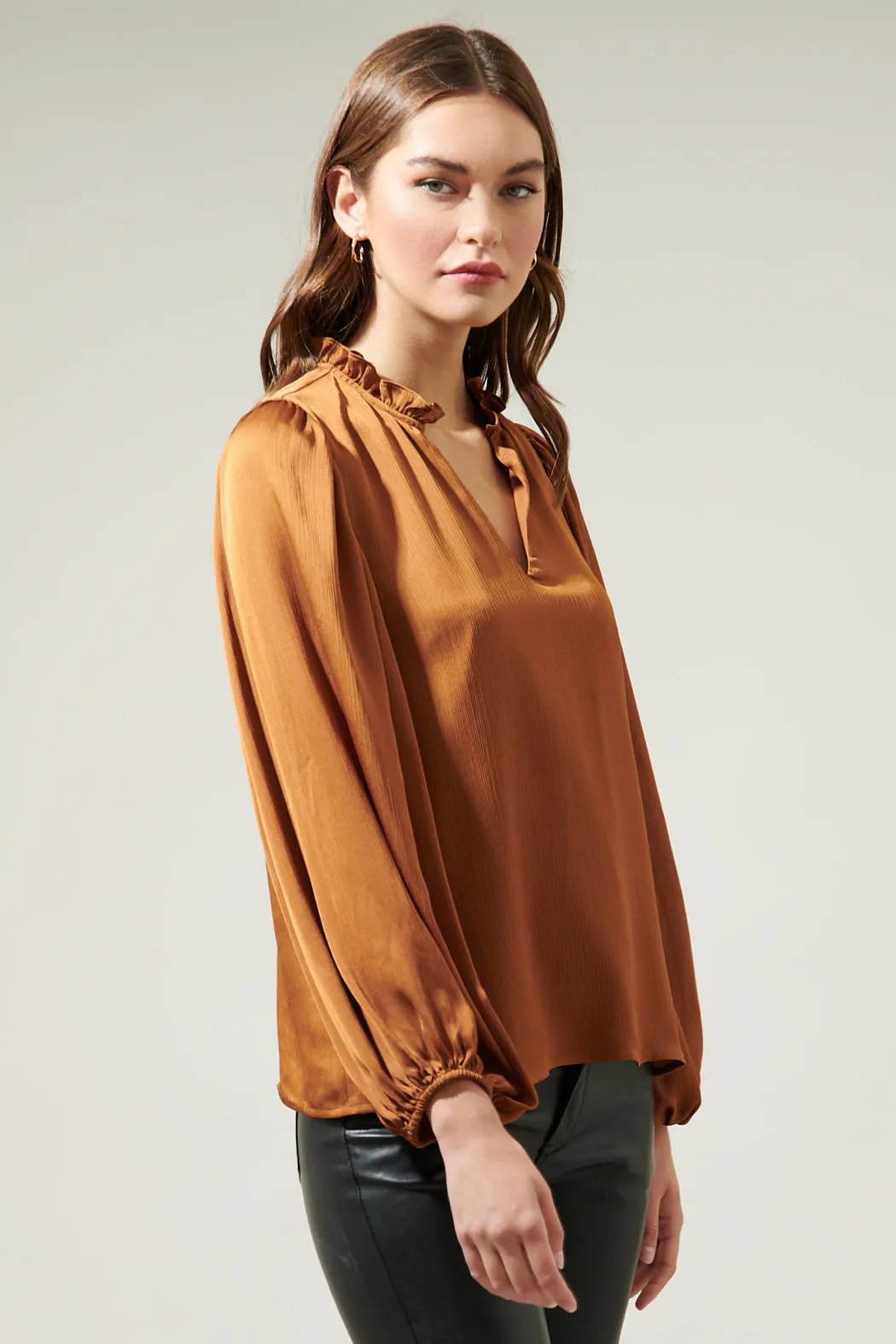 Hathaway Split Neck Long Sleeve Blouse sold by Sugarlips product image thumbnail 3