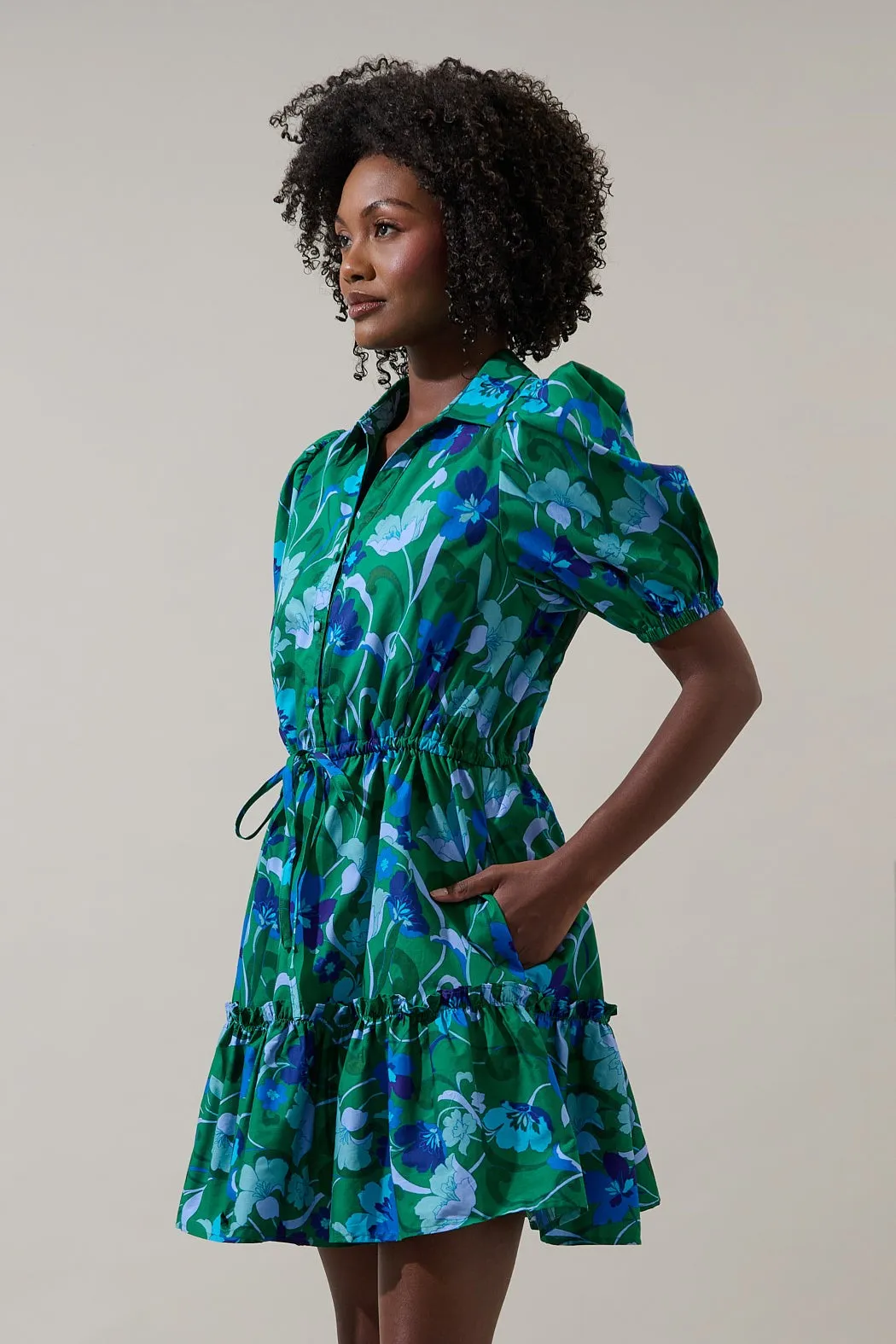 Stacie Button Down Mini Dress Lomeli Floral sold by Sugarlips product image thumbnail 3