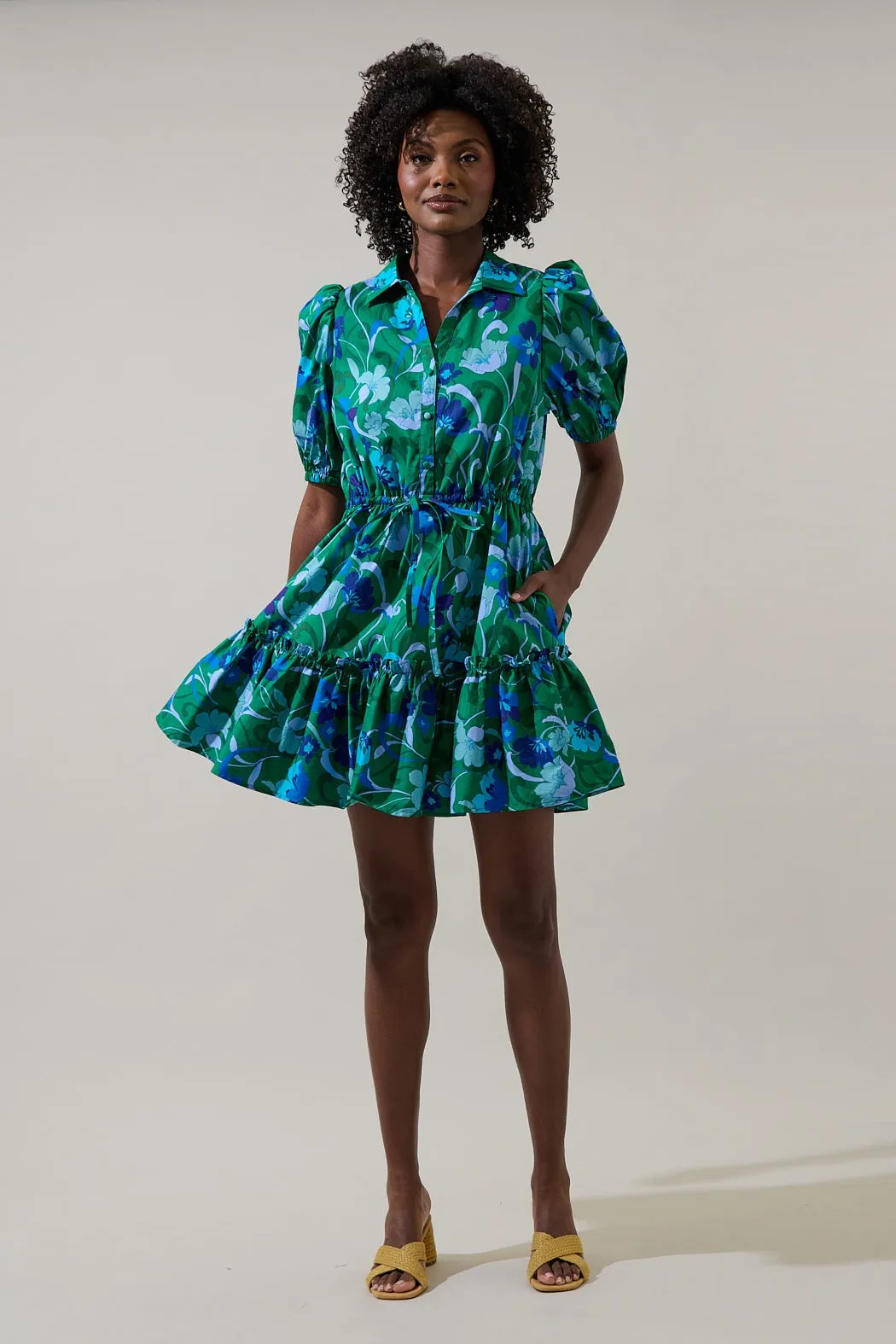 Stacie Button Down Mini Dress Lomeli Floral sold by Sugarlips product image thumbnail 4