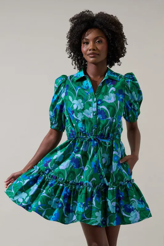 Stacie Button Down Mini Dress Lomeli Floral sold by Sugarlips