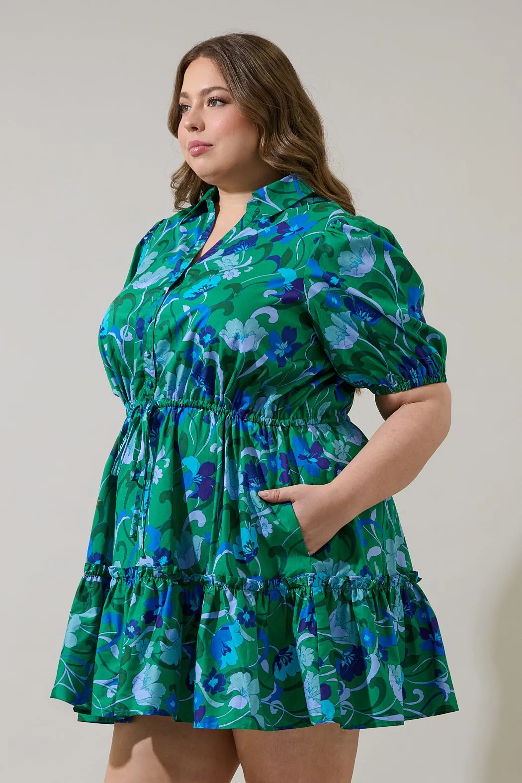 Stacie Button Down Mini Dress Lomeli Floral Curve sold by Sugarlips product image thumbnail 3