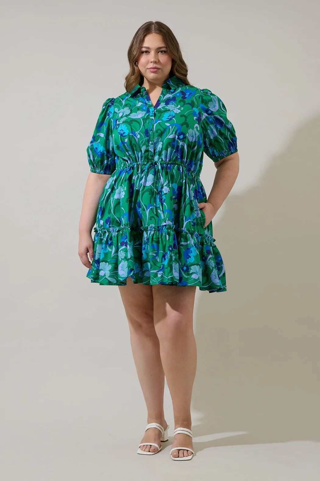 Stacie Button Down Mini Dress Lomeli Floral Curve sold by Sugarlips product image thumbnail 4
