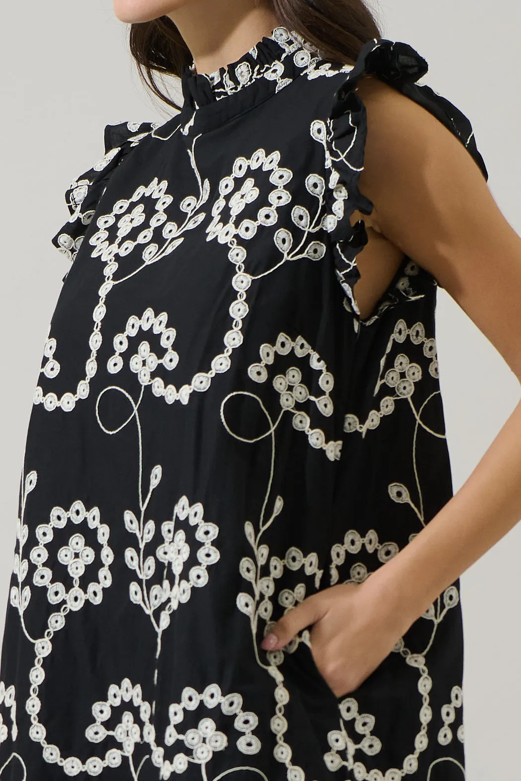 Rindy Eyelet Ruffle Mock Neck Mini Dress sold by Sugarlips product image thumbnail 5