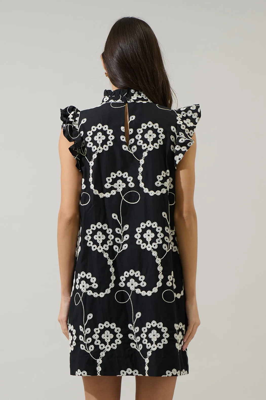 Rindy Eyelet Ruffle Mock Neck Mini Dress sold by Sugarlips product image thumbnail 2