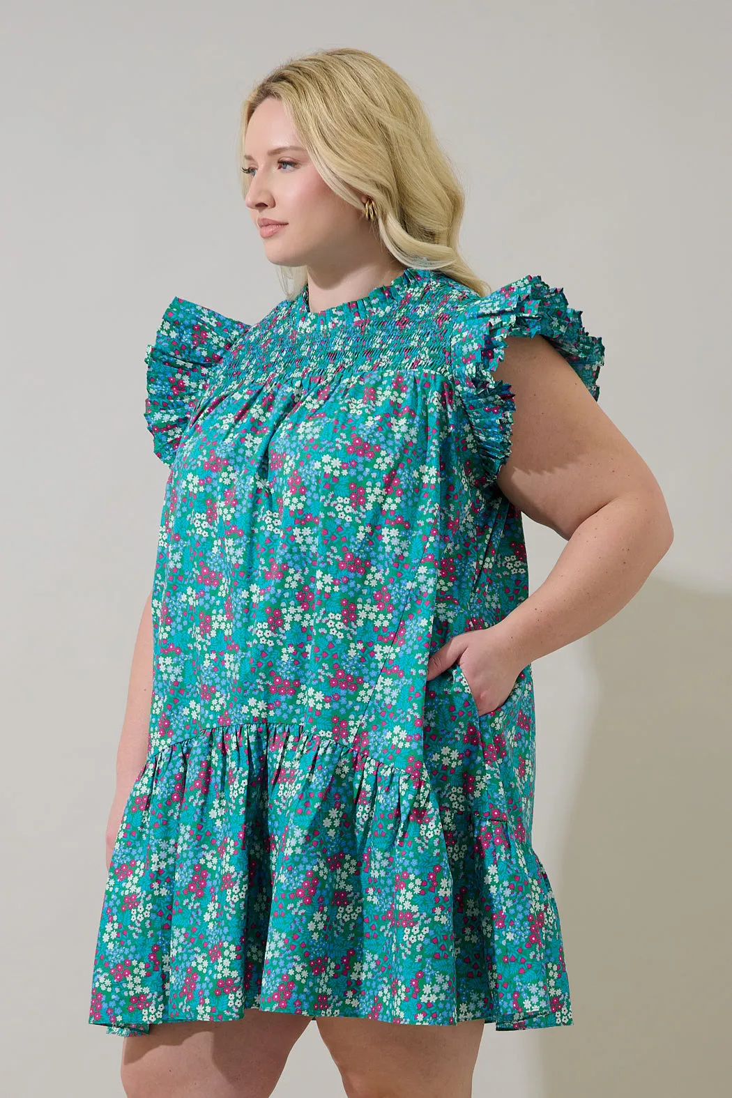 Karela Blossom Rhona Smocked Mini Dress Curve sold by Sugarlips product image thumbnail 3