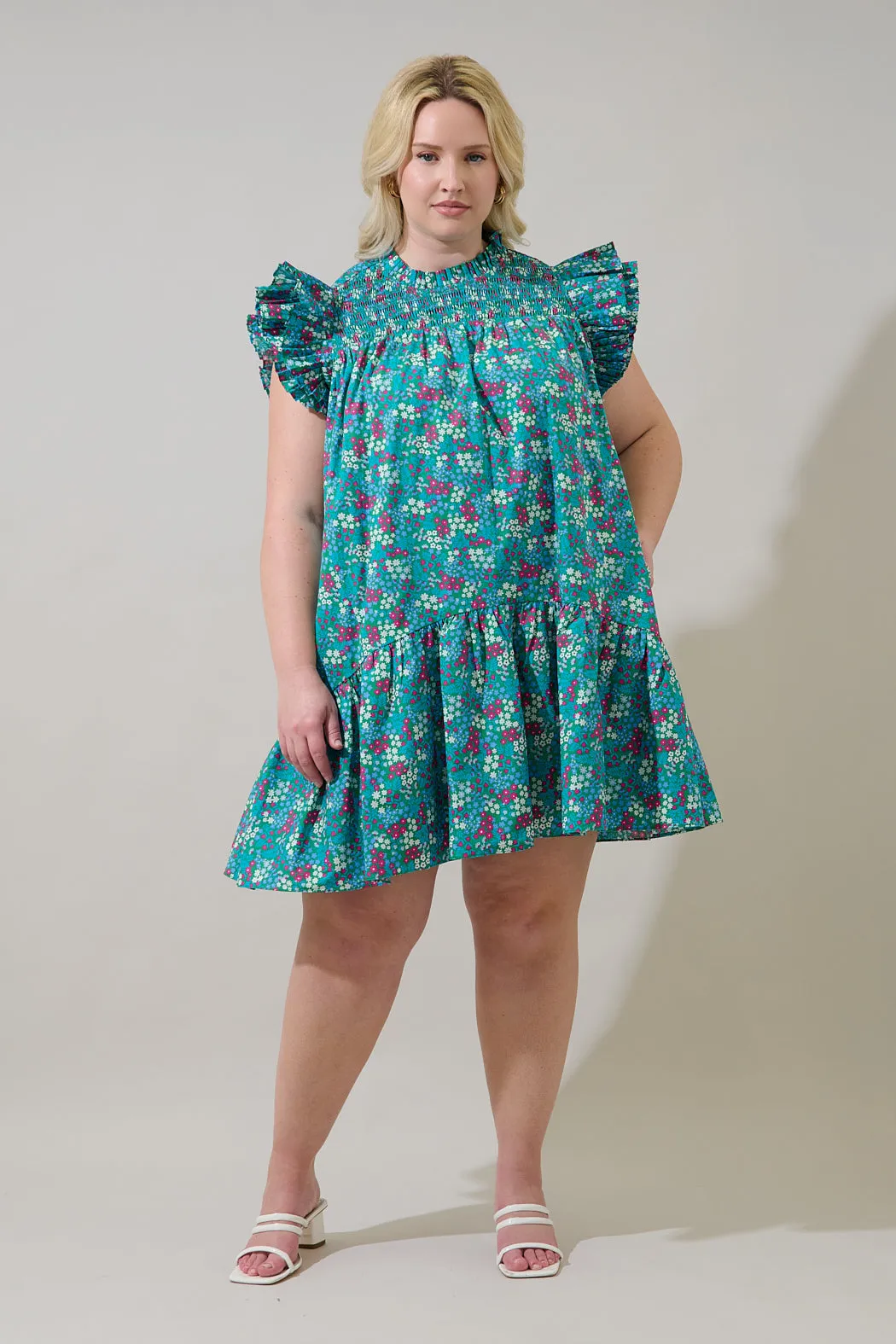 Karela Blossom Rhona Smocked Mini Dress Curve sold by Sugarlips product image thumbnail 4