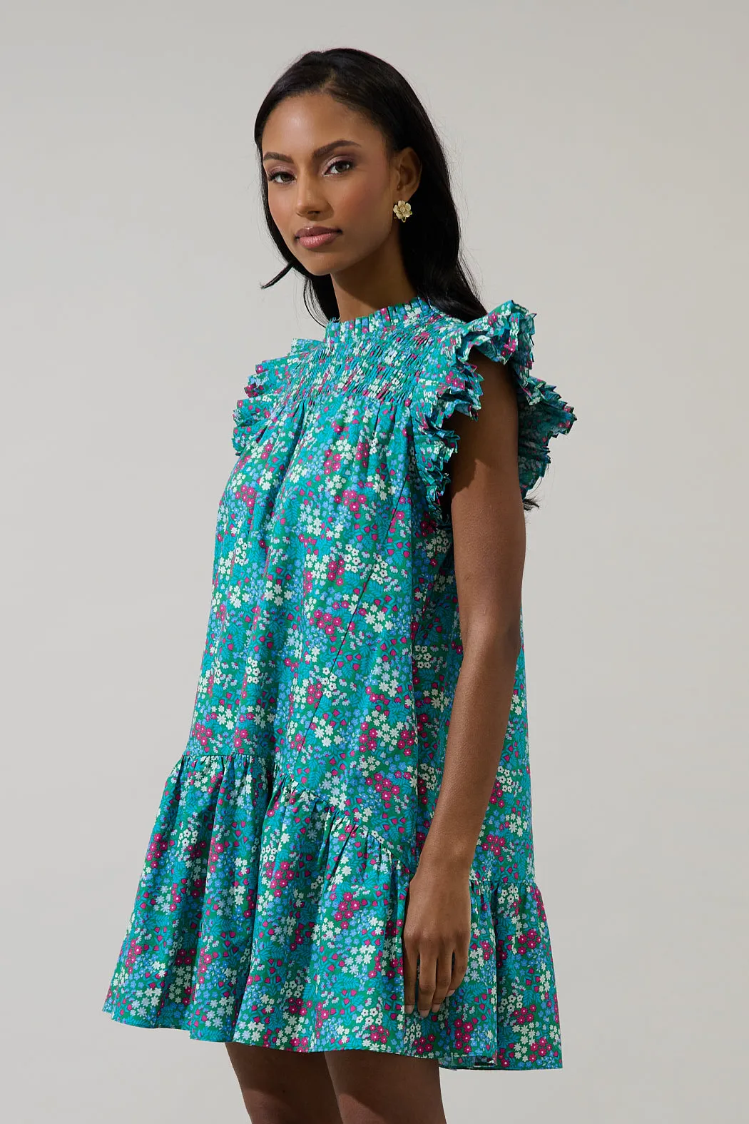 Karela Blossom Rhona Smocked Mini Dress sold by Sugarlips product image thumbnail 3