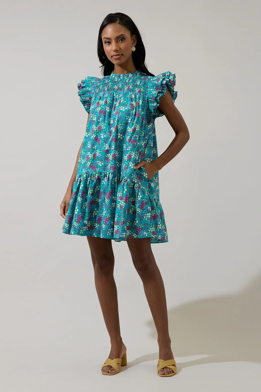 Karela Blossom Rhona Smocked Mini Dress sold by Sugarlips product image thumbnail 4
