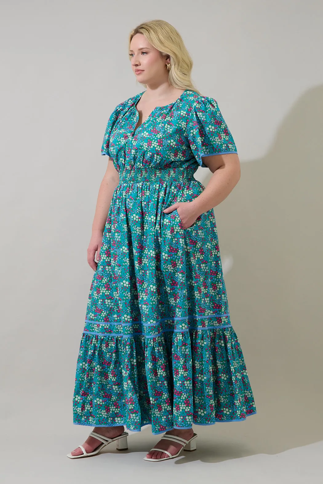 Karela Blossom Ordy Smocked Midi Dress Curve sold by Sugarlips product image thumbnail 3