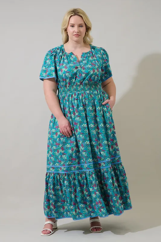 Karela Blossom Ordy Smocked Midi Dress Curve made by Sugarlips