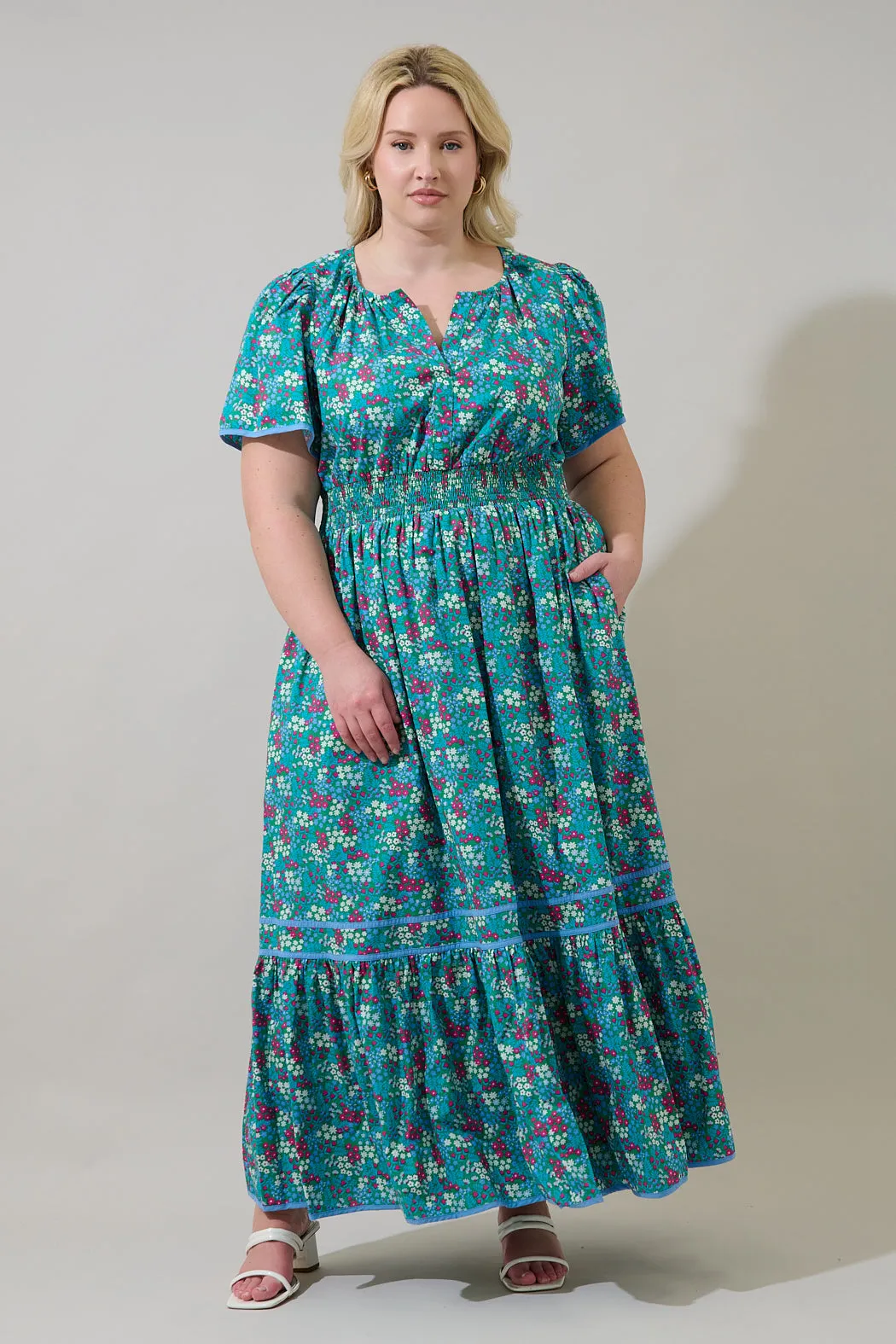 Karela Blossom Ordy Smocked Midi Dress Curve sold by Sugarlips