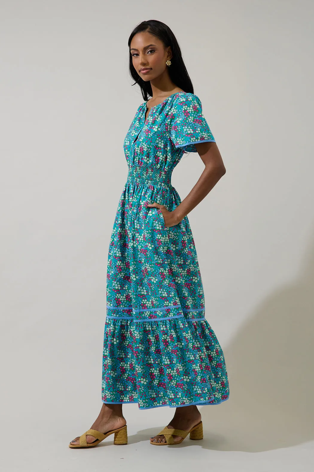 Karela Blossom Ordy Smocked Midi Dress sold by Sugarlips product image thumbnail 3