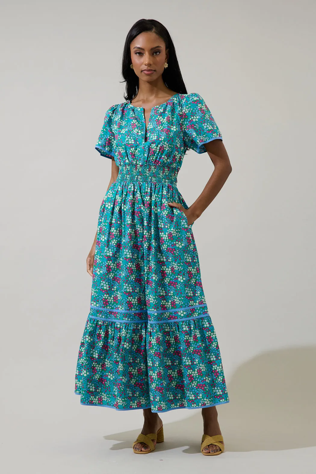 Karela Blossom Ordy Smocked Midi Dress sold by Sugarlips