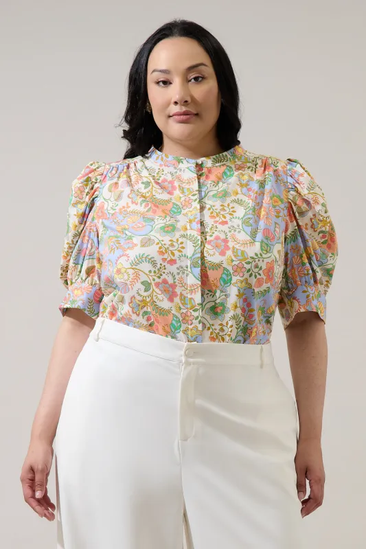 Zamara Floral Klina Drape Sleeve Top Curve sold by Sugarlips