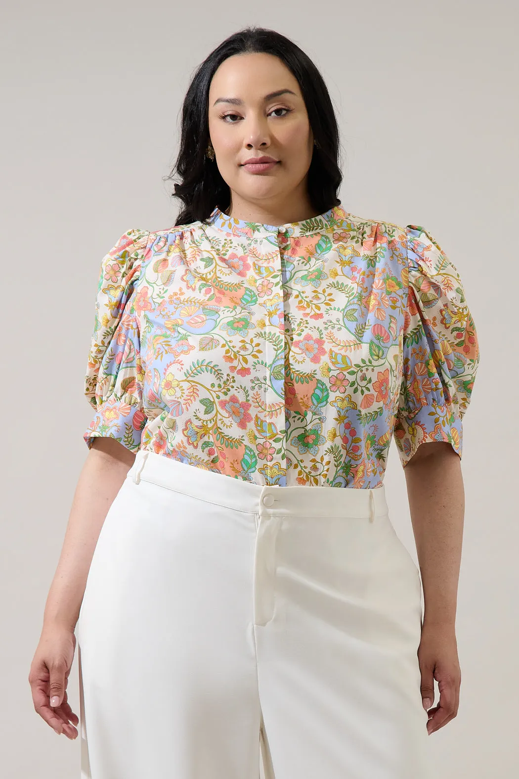 Zamara Floral Klina Drape Sleeve Top Curve sold by Sugarlips