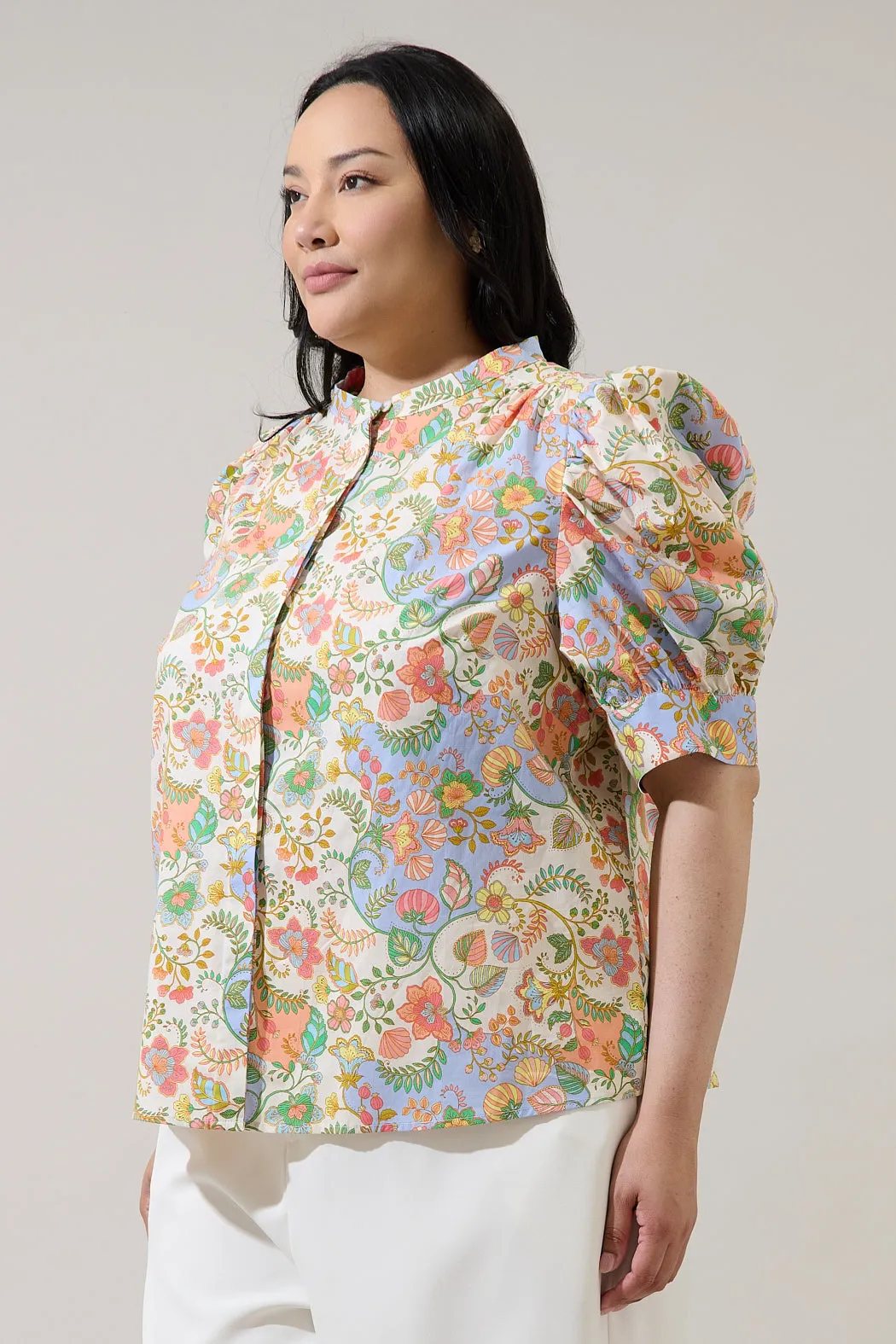 Zamara Floral Klina Drape Sleeve Top Curve sold by Sugarlips product image thumbnail 3