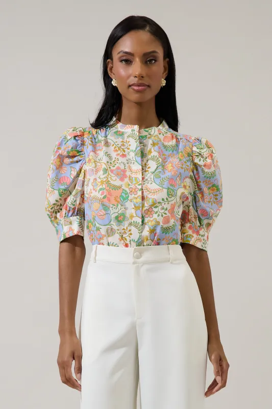 Zamara Floral Klina Drape Sleeve Top sold by Sugarlips