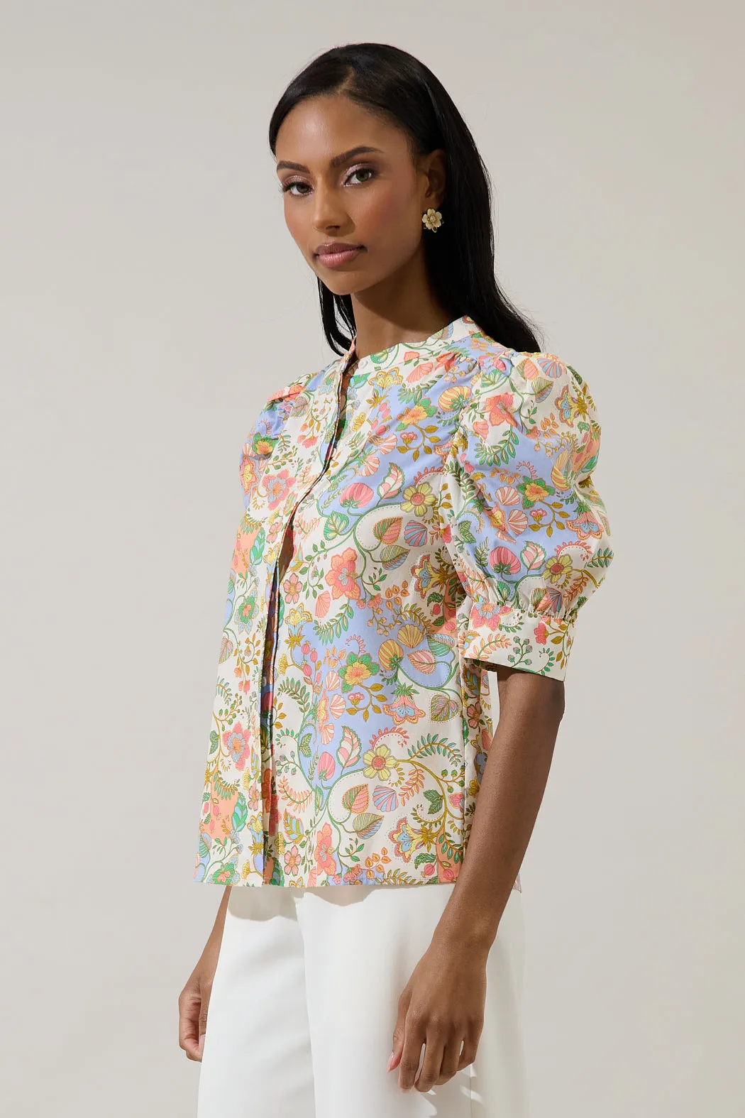 Zamara Floral Klina Drape Sleeve Top sold by Sugarlips product image thumbnail 3
