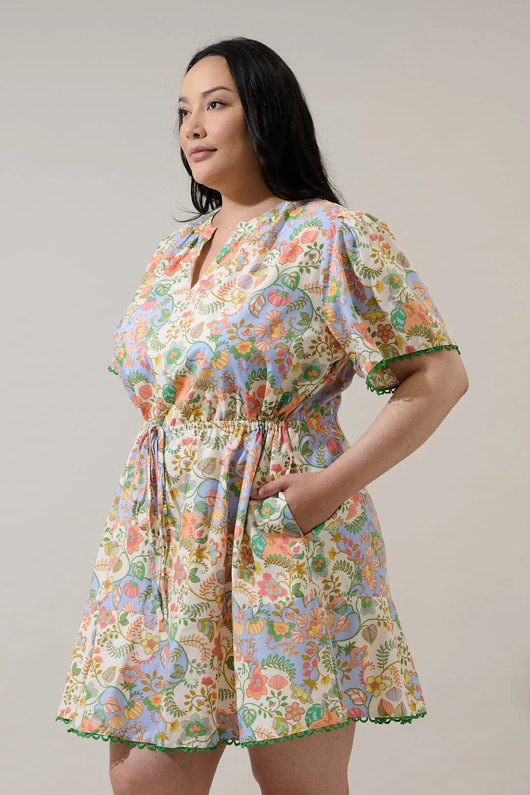 Zamara Floral Bouse Shift Mini Dress Curve sold by Sugarlips product image thumbnail 3