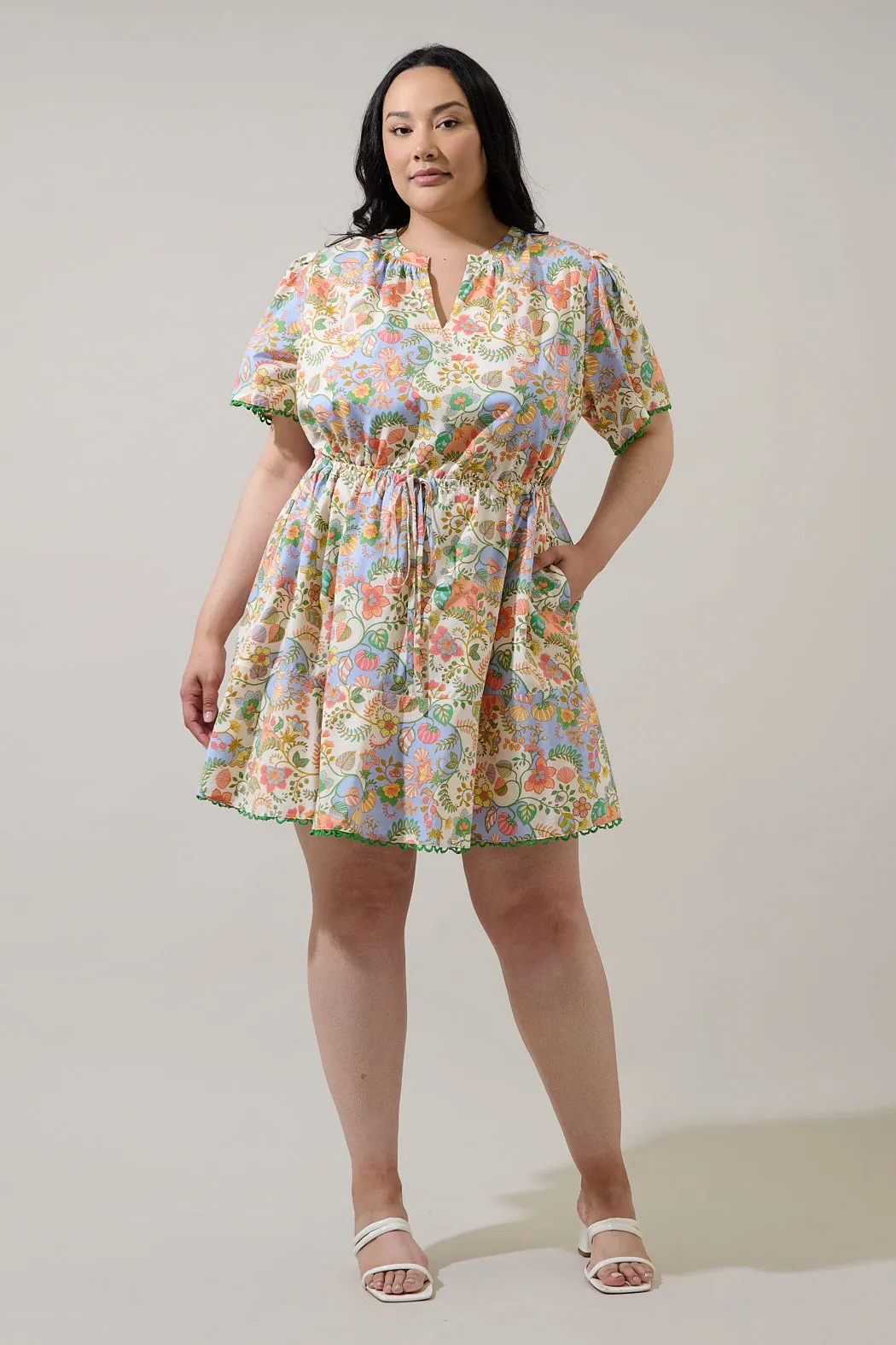 Zamara Floral Bouse Shift Mini Dress Curve sold by Sugarlips product image thumbnail 4