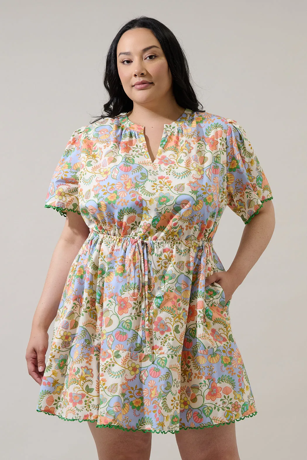 Zamara Floral Bouse Shift Mini Dress Curve sold by Sugarlips