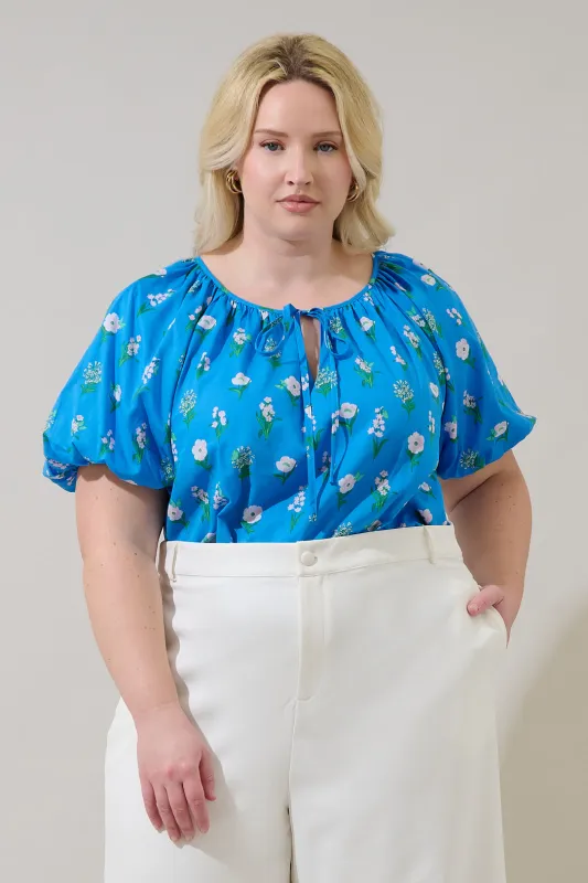 Jazleen Floral Overseas Balloon Sleeve Top Curve sold by Sugarlips