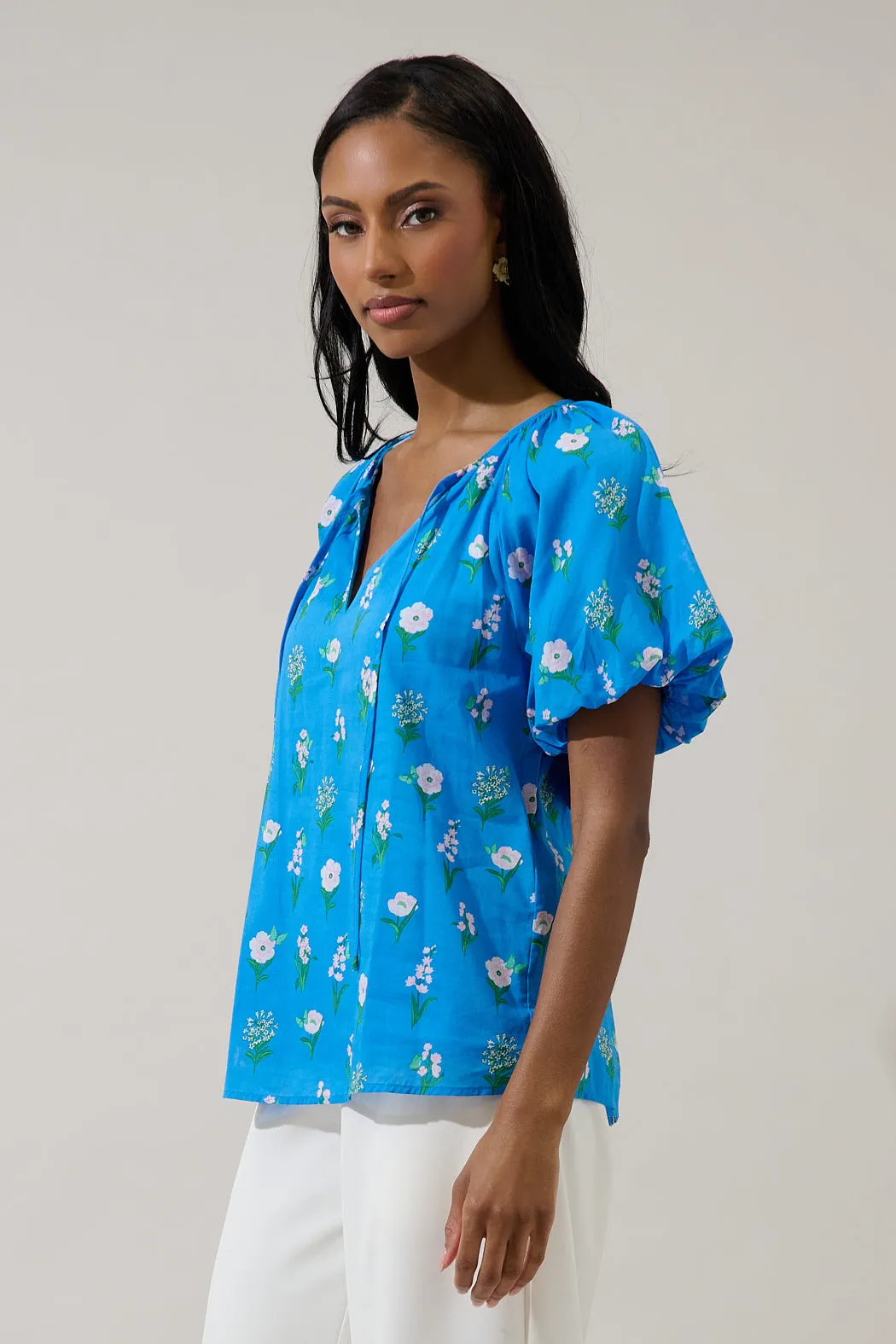 Jazleen Floral Overseas Balloon Sleeve Top sold by Sugarlips product image thumbnail 3