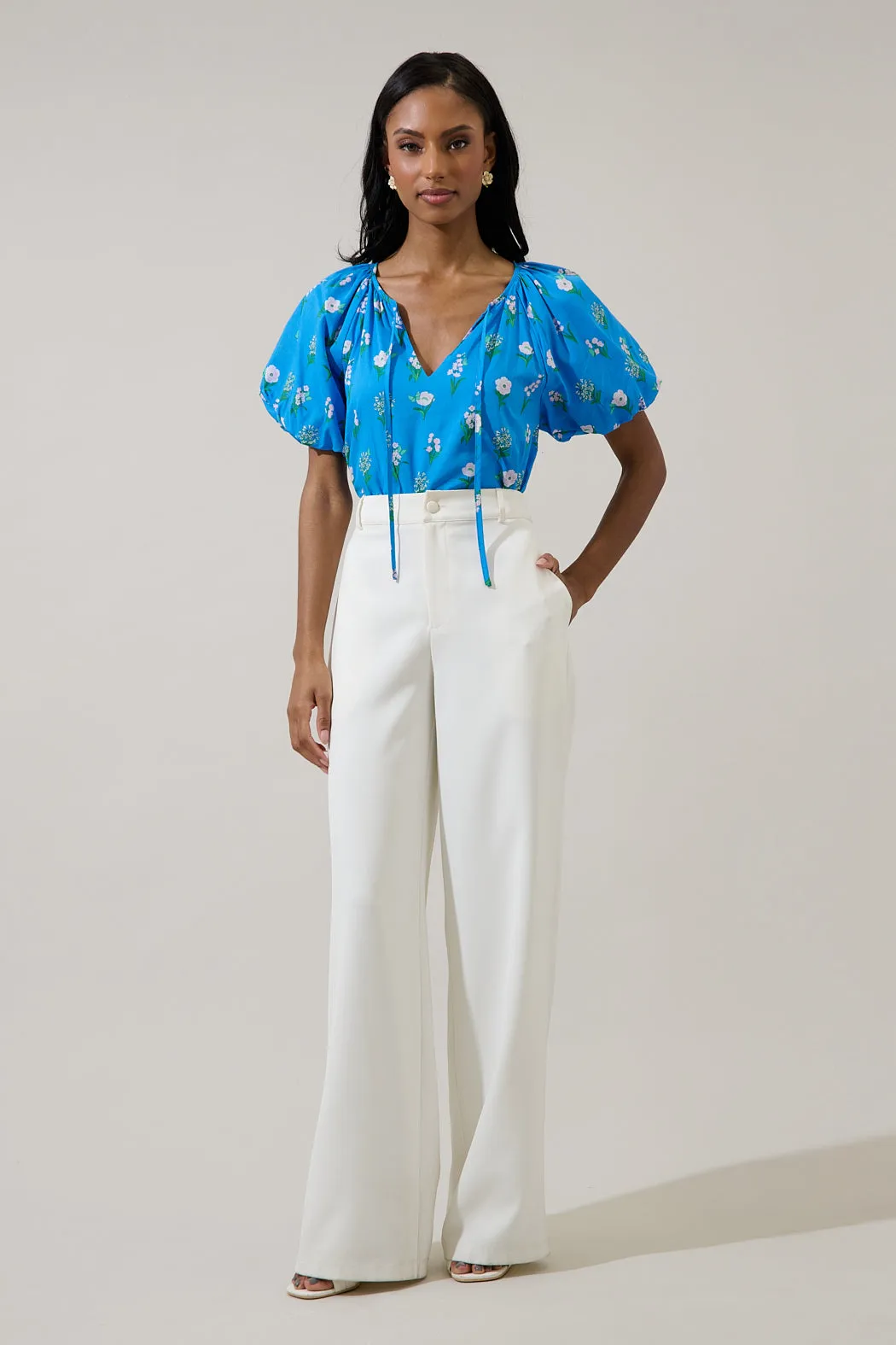 Jazleen Floral Overseas Balloon Sleeve Top sold by Sugarlips product image thumbnail 4