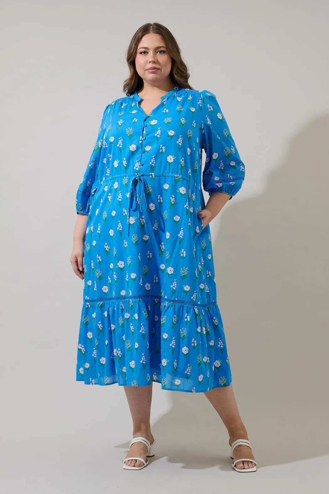 Jazleen Floral Harmy Drawstring Midi Dress Curve sold by Sugarlips product image thumbnail 5