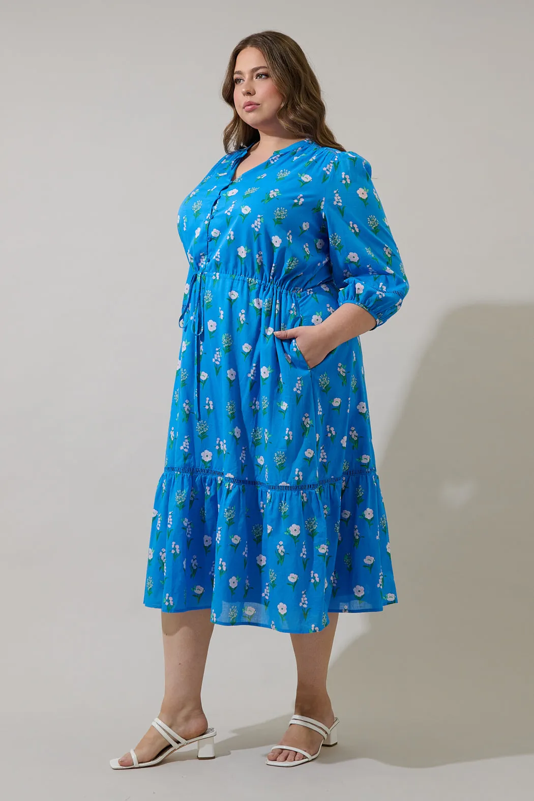 Jazleen Floral Harmy Drawstring Midi Dress Curve sold by Sugarlips product image thumbnail 3
